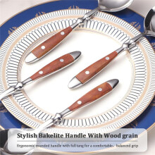 4Pcs Soup Spoons Set,Stainless Steel Spoons with Comfortable Bakelite Handle,Heavy-Weight Metal Round Spoons