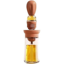 Oil Dispenser Bottle and Silicone Brush 2 in 1, Silicone Dropper Measuring Glass Oil Bottle Kitchen