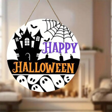 Halloween wooden hanging ornaments for front door decor