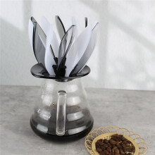 Kaffefilter Dropp Handbryggt Kaffefilter Kaffedroppare Spiral Ribb Design för 1-4 Koppar för Hemmakontor Svart + Vit