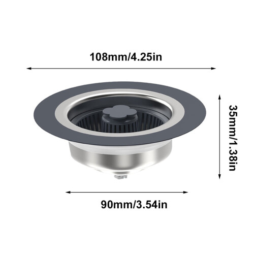 Pop-Up Sink Drain Stopper with Strainer Basket 5 Pcs 2