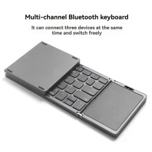 B089T Teclado Plegable Portátil con Panel Táctil,  Teclado Inalámbrico  Recargable para IOS y Windows, Gris