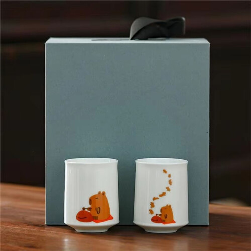 Ceramic Coffee Cups Tea Cups in Transitional Style 2 Pcs Sturdy Dishwasher Safe Tea Cup Set for Tea Lovers 2