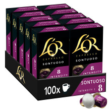 L'Or Espresso Café, 100 capsules Sontuoso Intensité 8, Nespresso* compatibles