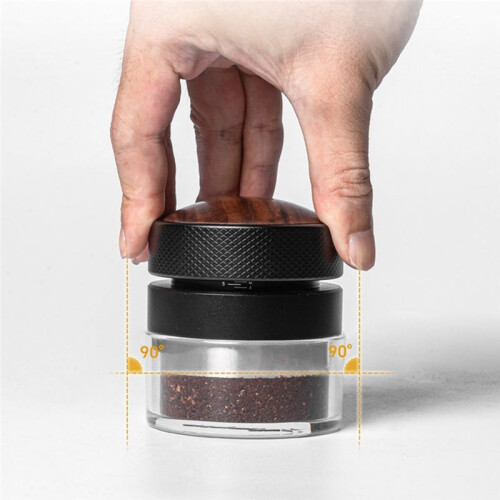 Self-Gravity Coffee Tamper Self-Adaptive Height Tamper Solid Wood Elastic Tamper Black Threaded Bottom 51mm 1