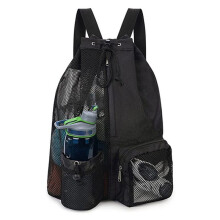 Swim Bag Mesh Drawstring Backpack for Swimming, Gym, Pool, Workout Gear & Sports Black