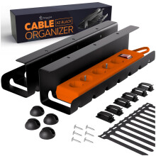 Zenacasa Chemin de Cable (Set de 2) en Acier Noir - Montage Rapide et Facile - Cable Management Solide et Pratique - Jusqu'à 5kg
