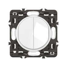 LEGRAND - Interrupteur Double ou Va-et-vient - 10A - Commande d'Eclairage Complète - A compléter avec une plaque - Blanc