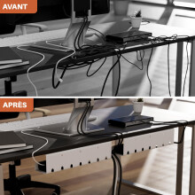 Zenacasa Chemin de Cable (Set de 2) en Acier Blanc - Montage Facile - Cable Management Solide et Pratique