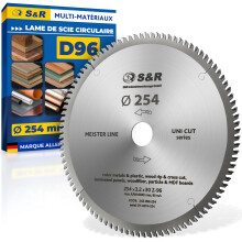S&R Lame de scie circulaire 254 x 30 mm 96 dents. Lame TCT Coupe Bois et Multimatériaux