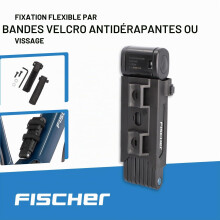FISCHER Antivol pliable 50385 avec support et 2 clés de sécurité - Noir - 110 cm