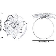 Gold Silver Napkin Rings Buckles, 12 Pcs Metal Rose Flower Napkin Buckles for Wedding Party Dinner A