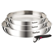 Tefal Ingenio Emotion, Cookware, Stainless Steel, Frying Pans 22/24/28 cm, Removable Handle, Stackable Design, Induction, L8968445