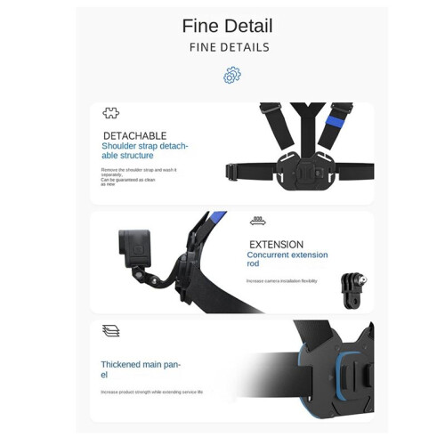 Vest-Style Photography Chest Strap Quick-Release Adjustable Chest Strap Action4 Accessories