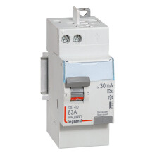 411651 Interrupteur différentiel DX³-ID arrivée haut à vis et départ haut automatique - 2P 230V~ 63A typeA 30mA - 2 modules