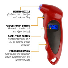 Digital Tire Pressure Gauge, 150PSI 4 Setting for Cars, Trucks and Bicycles, Backlit LCD and Anti-Sk