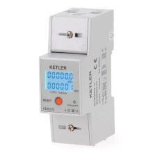 KETLER - KE8003 : Compteur électrique - Monophasé 80 A - Remise à zéro partielle - Sortie d'impulsion - Simple tarif