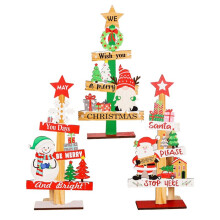 3PCS Christmas Tree Santa Claus DIY Decoration Wooden Christmas Signs Plaque Xmas Decoration