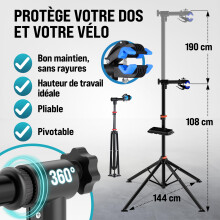 MONZANA Pied d'atelier vélo Pliable 30/50kg réglable Hauteur Sac de Transport raccord Rapide Pied de réparation VTT Support vélo électrique