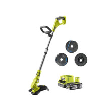 RYOBI Tondeuse à fil 18V OnePlus RLT183225FPK3 - Batterie 2.5 Ah - Chargeur 2 Ah - 3 Bobines Simple Fil - Vert - Rustique - Alimenté par pile