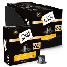 CARTE NOIRE - Capsules de Café Espresso Lungo N6 Compatibles Nespresso - Café Arabica - Lot de 4 x 60 Capsules Aluminium - Fabriqué en France