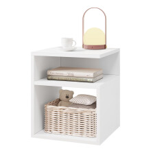 EUGAD Table de Chevet avec 2 Compartiments Ouverts, Table de Nuit, Design Simple, 35x35x41,5 cm, en Bois d'Ingénierie, Blanc, 0002CTG
