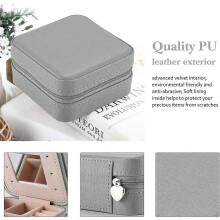 Small Travel Jewelry Box for Earrings, Rings, Gray
