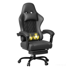 JUMMICO Chaise Gaming Ergonomique, Chaise de Bureau avec Fonction Massage, Fauteuil Gaming avec Repose-Pieds, 150 kg, Noir