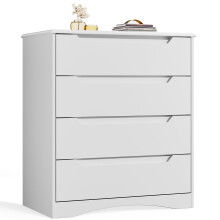 Bealife Commode Blanche à 4 Tiroirs - Meuble de Rangement Spacieux et Élégant pour Chambre, Salon et Entrée