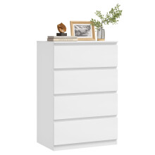 WOLTU Commode 6 Tiroirs, Meuble de Rangement Blanc, pour Salon, Chambre à Coucher ou Couloir, en Bois d'Ingénierie, Style Moderne, 100x36x69 cm