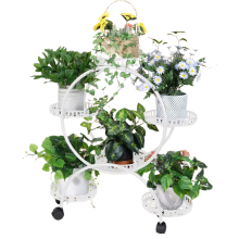 Round Metal Indoor Outdoor Plant Stand Organiser With 6 Tiers White