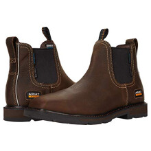 Ariat Men's Groundbreaker Chelsea Wide Square Toe Waterproof Steel Toe Work Boot, Dark Brown, 8.5 Wide