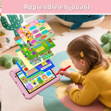 BRILLAR Tablette Enfant 7 Pouces Android 13,8Go RAM + 64Go ROM (Extensible 256Go),Octa-Core,5800mAh,Certifié Google（Rose）