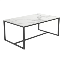 Rectangular Faux Marble Coffee Table Living Room Furniture White