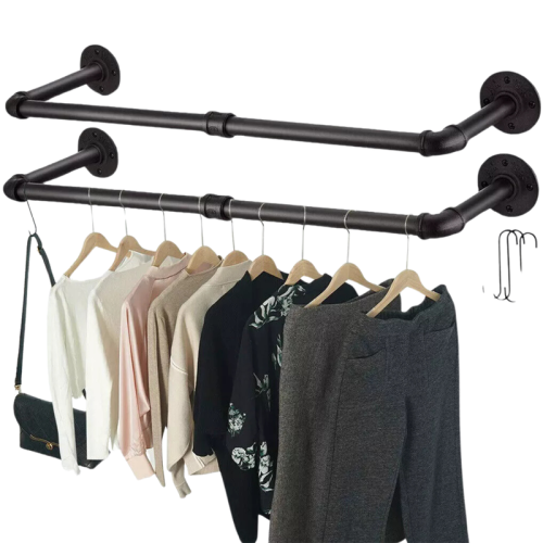 Industrial 2PC Heavy Duty Pipe Wall-Mounted Hanging Rails