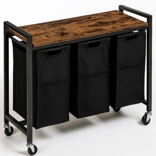 Industrial 3 Compartment Laundry Basket With Removeable Bags