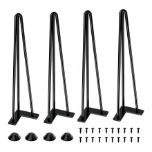 Pieds de Table Epingle Ă Cheveux 51 cm en Acier Noir - Lot de 4 avec Protections de Sol et Vis pour Meuble DIY Bureau