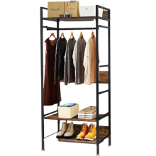 Industrial Rustic Open Wardrobe Garment Rail With Storage Shelves