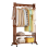 Bamboo Clothes Rail With Shelves & Wheels Walnut Brown 1