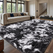 Sour Lemon High Pile Rug, Grey Living Room Rug, 140 x 200 cm, Washable, Non-Slip, Extra Large Rugs, Bedroom Fluffy Modern Rugs, Mat Rugs for Bedroom,