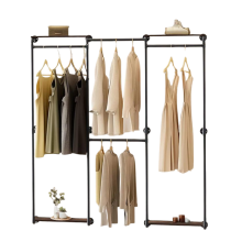 Heavy Duty Wall-Mounted Metal Clothes Rail Open Wardrobe