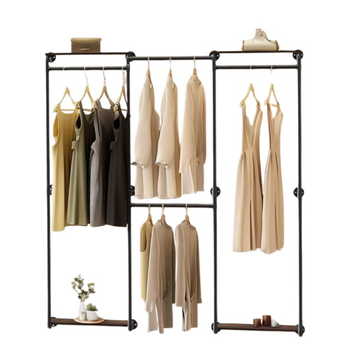 Heavy Duty Wall-Mounted Metal Clothes Rail Open Wardrobe