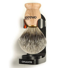 Anbbas Badger Hair Shaving Brush with Wall Mounted Brush Holder Shaving Set for Traditional Shaving