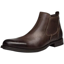 ANUFER Men's Cool Retro Genuine Leather Chelsea Boots Ankle High Dress Shoes Coffee SN01905 UK9