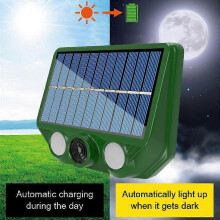 Ultrasonic Animal Repeller 20-365khz Two Lighting Modes Solar Ultrasonic Animal Repeller Outdoor Ultrasonic Squirrel Repeller