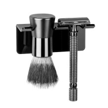 LUWOO Safety Razor Holder for Shower Wall, Self Adhesive Razor and Brush Stand for Bathroom, Shaving Brush Stand Compatible with Fusion 5 Proglide,