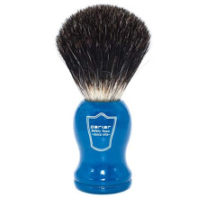 Parker Safety Razor 100% Black Badger Bristle Shaving Brush With Blue Wood Handle - Brush Stand Included