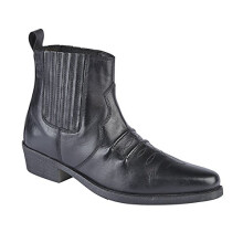 Gringos Mens Gusset Western Cowboy Ankle Boots Black Distressed Leather Size 7 (UK 7)