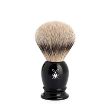 MÜHLE Classic Shaving Brush - shaving brush with Silberspitz badger hair - small - handle made of black fine resin - handcrafted