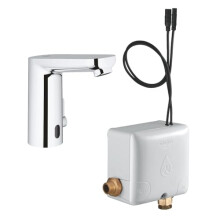 GROHE Eurosmart Ce Touchless M-Size Basin Mixer with Mixing Device and Self-Generating Power System Chrome Energy Saving Tap, Infrared Sensor